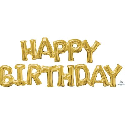 Amscan Gold Happy Birthday Folienballon - Partydekoration Amscan Gold Happy Birthday Folienballon - Partydekoration