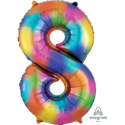 Amscan Regenboog Nummer Aluminium Ballon - Feestversiering Amscan Regenboog Nummer Aluminium Ballon - Feestversiering