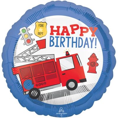 Amscan 4280401 Ballon d'anniversaire de camion de pompiers rouge et bleu - Décoration de fête Amscan 4280401 Ballon d'anniversaire de camion de pompiers rouge et bleu - Décoration de fête