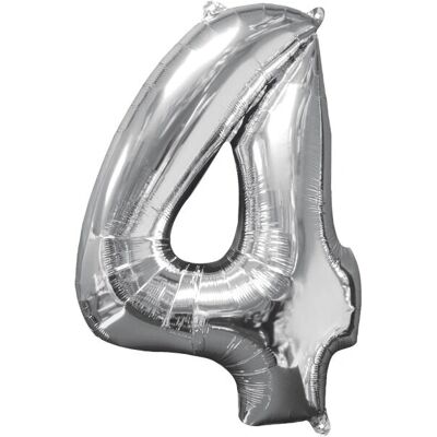 Amscan 3195875 Oslava dekorace - Číslo 4 stříbrný balón Amscan 3195875 Oslava dekorace - Číslo 4 stříbrný balón