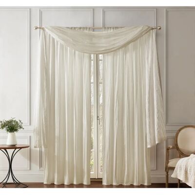 Venice Gordijnset met Sjaal van Elrene Home Fashions - 3 Panelen, 132.1x274.3cm, Ivoor Venice Gordijnset met Sjaal van Elrene Home Fashions - 3 Panelen, 132.1x274.3cm, Ivoor