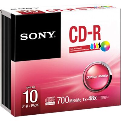Sony 10CDQ80PS 700MB Tintenstrahldruckbare CD-R Sony 10CDQ80PS 700MB Tintenstrahldruckbare CD-R