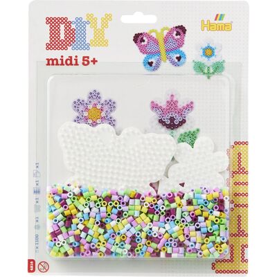 Set di Perle Bianche Hama - Farfalla e Fiore - 1100 pz - Artigianato Creativo Set di Perle Bianche Hama - Farfalla e Fiore - 1100 pz - Artigianato Creativo