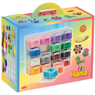 Hama Perler Sett - Flerfarget - 16.000 Perler - Oppbevaringsboks Hama Perler Sett - Flerfarget - 16.000 Perler - Oppbevaringsboks