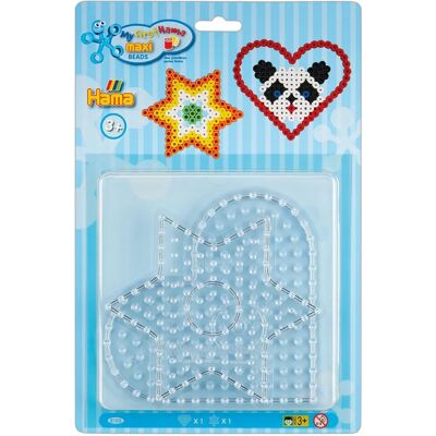 Plateaux Hama Transparent - Étoile, Cœur - Pour Perles Maxi - 1 Pièce Plateaux Hama Transparent - Étoile, Cœur - Pour Perles Maxi - 1 Pièce