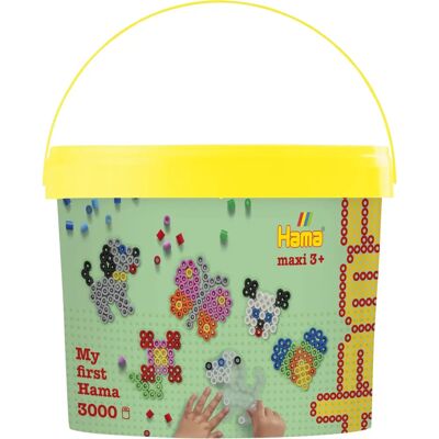 Hama Maxi Bügelperlen - 3000 Stück, Wiederverwendbarer Eimer - Für Kinder ab 3+ Hama Maxi Bügelperlen - 3000 Stück, Wiederverwendbarer Eimer - Für Kinder ab 3+
