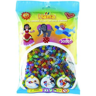 Hama 3000 Transparante Kleurrijke Kralen - Speelgoed Hama 3000 Transparante Kleurrijke Kralen - Speelgoed