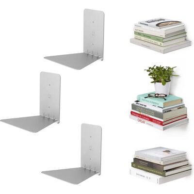 Umbra - Conceal Floating Bookshelf Set of 3 Small Silver - Bookshelf Umbra - Conceal Floating Bookshelf Set of 3 Small Silver - Bookshelf
