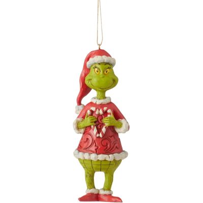 Jim Shore The Grinch Heart Candy Cane Ornament - Christmas Jim Shore The Grinch Heart Candy Cane Ornament - Christmas