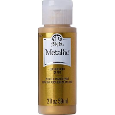 Folkart 660ex Tinta acrílica metálica - Ouro puro - 2 fl oz Folkart 660ex Tinta acrílica metálica - Ouro puro - 2 fl oz