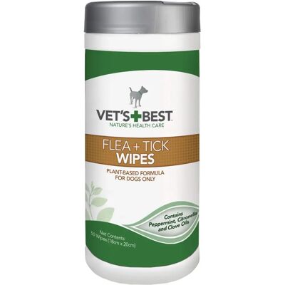 Vets Best Lingettes antiparasitaires pour chiens - 50 unités Vets Best Lingettes antiparasitaires pour chiens - 50 unités