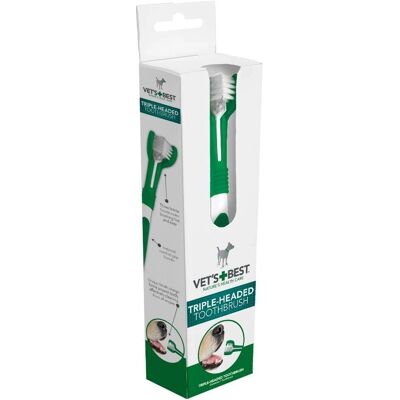 Hundetannbørste Vet's Best - 21cm - Trippel hodet Hundetannbørste Vet's Best - 21cm - Trippel hodet