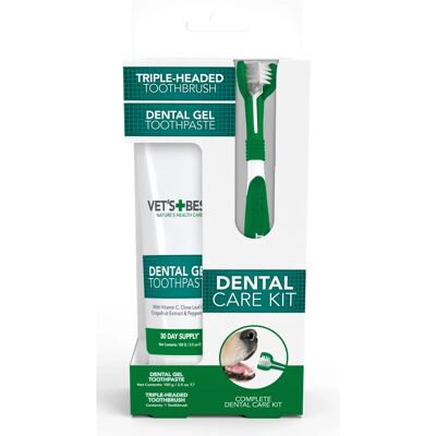 Vet's Best Tannbørstesett - Børste og Gel for Hunder Vet's Best Tannbørstesett - Børste og Gel for Hunder