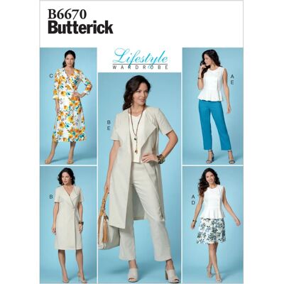 Butterick B6670A5 Pattern - Dress, Top, Pants, Skirt - Sewing Pattern Butterick B6670A5 Pattern - Dress, Top, Pants, Skirt - Sewing Pattern
