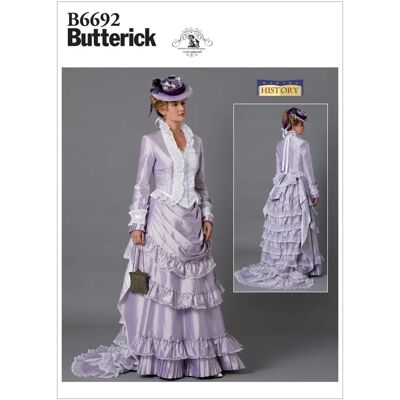 Patron de couture Butterick B6692E5 Robe et Gilet Victorien - Publicité Patron de couture Butterick B6692E5 Robe et Gilet Victorien - Publicité