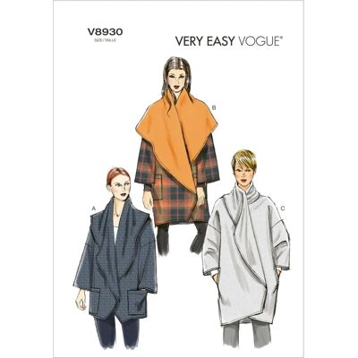 Abrigo Vogue 8930ZZ - Elegante, Varias Tallas, Fácil de Coser Abrigo Vogue 8930ZZ - Elegante, Varias Tallas, Fácil de Coser