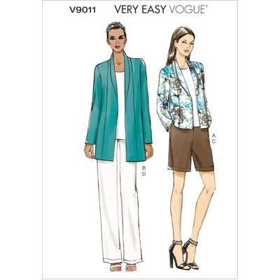 Vogue Damenjacke, Shorts & Hosen Schnittmuster - Kleidungsstückmuster Vogue Damenjacke, Shorts & Hosen Schnittmuster - Kleidungsstückmuster