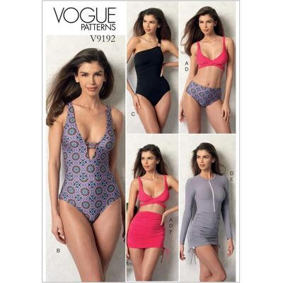 Modello Vogue 9192 - Costume da bagno, Bikini, Pareo, Taglie 42-50 Modello Vogue 9192 - Costume da bagno, Bikini, Pareo, Taglie 42-50