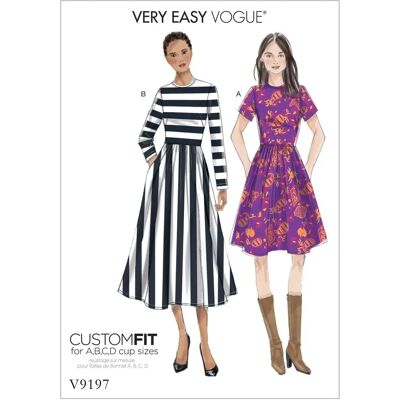 Vogue Schnittmuster V9197 - Kleid, Mehrfarbig, 6-14 - Muster Vogue Schnittmuster V9197 - Kleid, Mehrfarbig, 6-14 - Muster