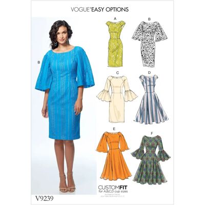 Vogue Women's Dress Sewing Pattern - 9239 - Fitted with Variants Vogue Women's Dress Sewing Pattern - 9239 - Fitted with Variants