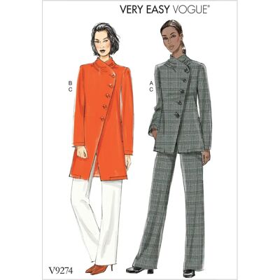 Modello Vogue - Giacca asimmetrica e pantaloni - Taglie 14-22 Modello Vogue - Giacca asimmetrica e pantaloni - Taglie 14-22