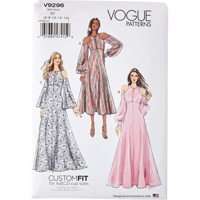 Vogue Schnittmuster 9296A5 Damenkleid, Mehrfarbig Vogue Schnittmuster 9296A5 Damenkleid, Mehrfarbig