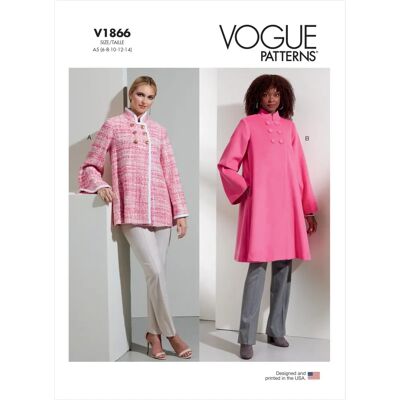 Vogue 1866F5 Dames Naaipatroon - Jurk & Jas, maten 16-24 Vogue 1866F5 Dames Naaipatroon - Jurk & Jas, maten 16-24