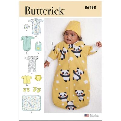 Patron de couture Butterick B6968 - Vêtements et accessoires bébé Patron de couture Butterick B6968 - Vêtements et accessoires bébé