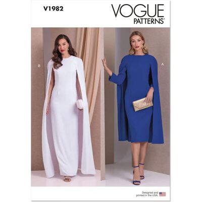 Patrón de Vestido con Capa Vogue V1982Y5 Patrón de Vestido con Capa Vogue V1982Y5