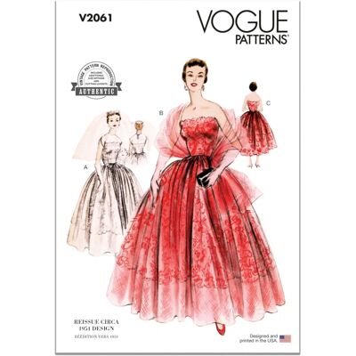 Vogue Vintage Misses' Dress & Stole Pattern V2061 - Dress Pattern Vogue Vintage Misses' Dress & Stole Pattern V2061 - Dress Pattern