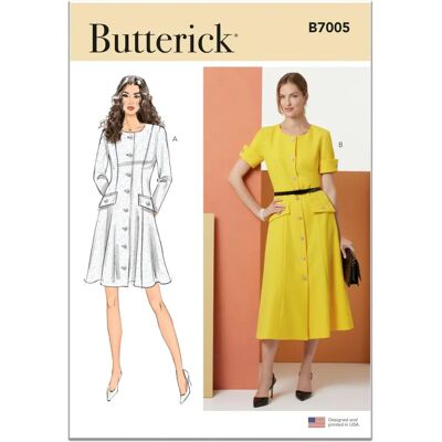 Butterick B7005D5 Dress - Princess Cut, Long Sleeve, Short Sleeve - Dress Butterick B7005D5 Dress - Princess Cut, Long Sleeve, Short Sleeve - Dress