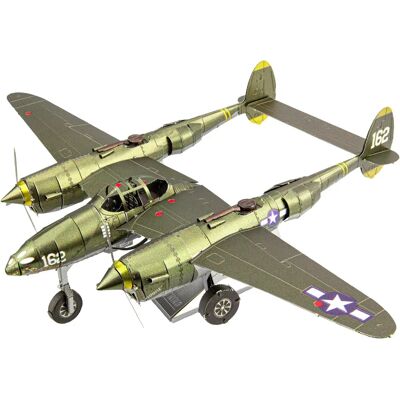 Kit di montaggio modello aereo a ala fissa Metal Earth P-38 Lightning - Kit di modello di aereo Kit di montaggio modello aereo a ala fissa Metal Earth P-38 Lightning - Kit di modello di aereo