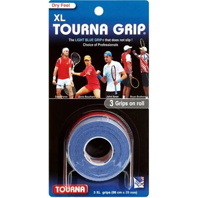 Tourna Unique Grip XL - Bleu - Ensemble de 3 grips - Publicité Tourna Unique Grip XL - Bleu - Ensemble de 3 grips - Publicité