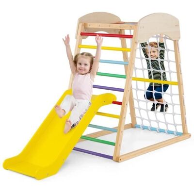 Costway Parque Infantil de Madera 6 en 1 con Rampa Reversible - Juego Interior Costway Parque Infantil de Madera 6 en 1 con Rampa Reversible - Juego Interior
