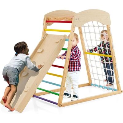 Costway Parque de Juegos de Madera 6 en 1 con Rampa Reversible - Juguete Interior Costway Parque de Juegos de Madera 6 en 1 con Rampa Reversible - Juguete Interior