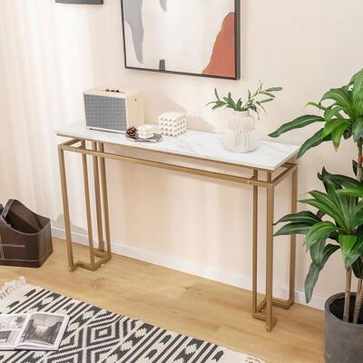 Mesa consola Costway - Efecto mármol y marco dorado - 120x30x80.5 cm - Blanco Mesa consola Costway - Efecto mármol y marco dorado - 120x30x80.5 cm - Blanco