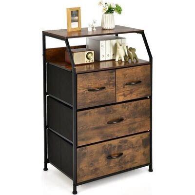 Costway Commode - Style Industriel 4 Tiroirs - Publicité Costway Commode - Style Industriel 4 Tiroirs - Publicité
