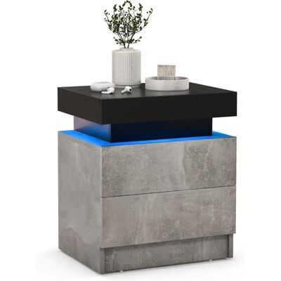 Mesita de Noche Costway con LED 20 Colores 2 Cajones Acabado Mármol Moderno - Mesita Mesita de Noche Costway con LED 20 Colores 2 Cajones Acabado Mármol Moderno - Mesita