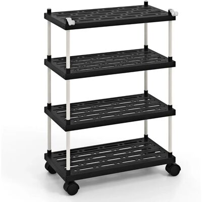 Costway - Chariot de Rangement 4 Niveaux - Desserte à Roulettes - Noir - Publicité Costway - Chariot de Rangement 4 Niveaux - Desserte à Roulettes - Noir - Publicité