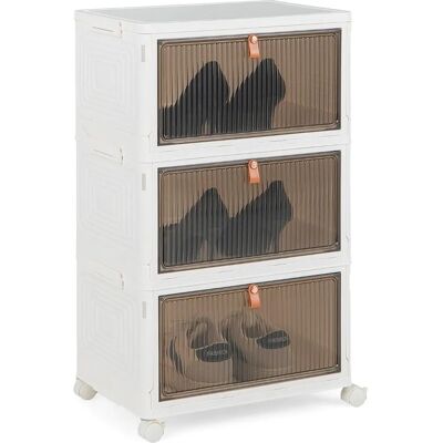 Costway - 3-Tier - Portes magnétiques - Roues - Organisateur de chaussures - Publicité Costway - 3-Tier - Portes magnétiques - Roues - Organisateur de chaussures - Publicité