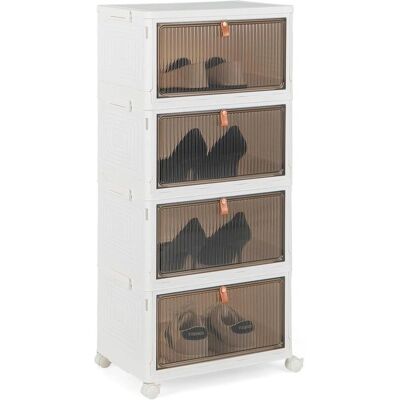 Costway Caja de Almacenamiento de Zapatos Plegable 4 Niveles Puertas Transparentes Magnéticas - Almacenamiento de Zapatos Costway Caja de Almacenamiento de Zapatos Plegable 4 Niveles Puertas Transparentes Magnéticas - Almacenamiento de Zapatos
