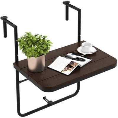 Mesa de balcón Costway Altura ajustable Plegable Marco de metal resistente Mesa de balcón Costway Altura ajustable Plegable Marco de metal resistente