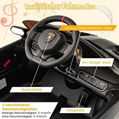 Costway - Lamborghini Licensed Ride-On - Zwart - ride-on car Costway - Lamborghini Licensed Ride-On - Zwart - ride-on car
