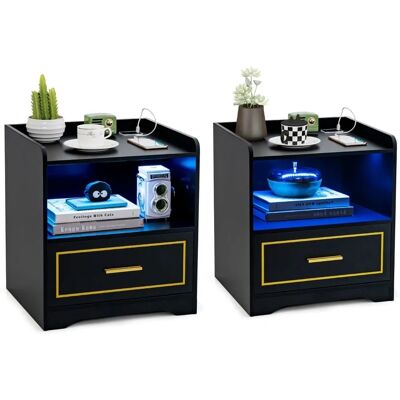 Costway - 2pc LED Nightstand - Światło LED - Nightstand Costway - 2pc LED Nightstand - Światło LED - Nightstand