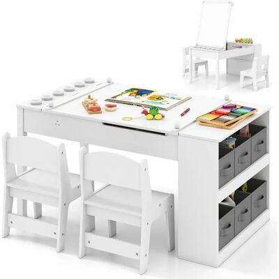 Costway - 3-in-1 Aktivitätstisch & Staffelei - 2 Stühle - Papierrolle - Activity Table Costway - 3-in-1 Aktivitätstisch & Staffelei - 2 Stühle - Papierrolle - Activity Table