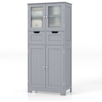 Costway Meuble Salle de Bain - 60x30x128cm - Gris - Publicité Costway Meuble Salle de Bain - 60x30x128cm - Gris - Publicité