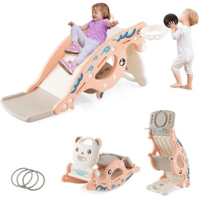 Costway - 4-en-1 Caballo Columpio - Rosa - Baloncesto - Juguete Costway - 4-en-1 Caballo Columpio - Rosa - Baloncesto - Juguete