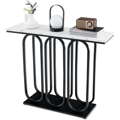 Costway Table Console en Faux Marbre 100cm - Cadre Ovale Élégant - Publicité Costway Table Console en Faux Marbre 100cm - Cadre Ovale Élégant - Publicité