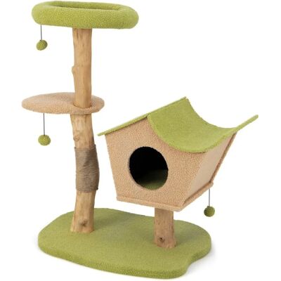 Costway Árbol para Gatos 110cm con Perch de Felpa y Plataforma - Madera Natural Durable Costway Árbol para Gatos 110cm con Perch de Felpa y Plataforma - Madera Natural Durable