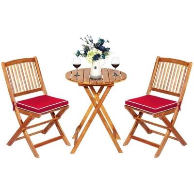 Costway Conjunto de Mesa y Sillas Plegables para Exteriores - Madera de Acacia Duradera - Rojo Costway Conjunto de Mesa y Sillas Plegables para Exteriores - Madera de Acacia Duradera - Rojo